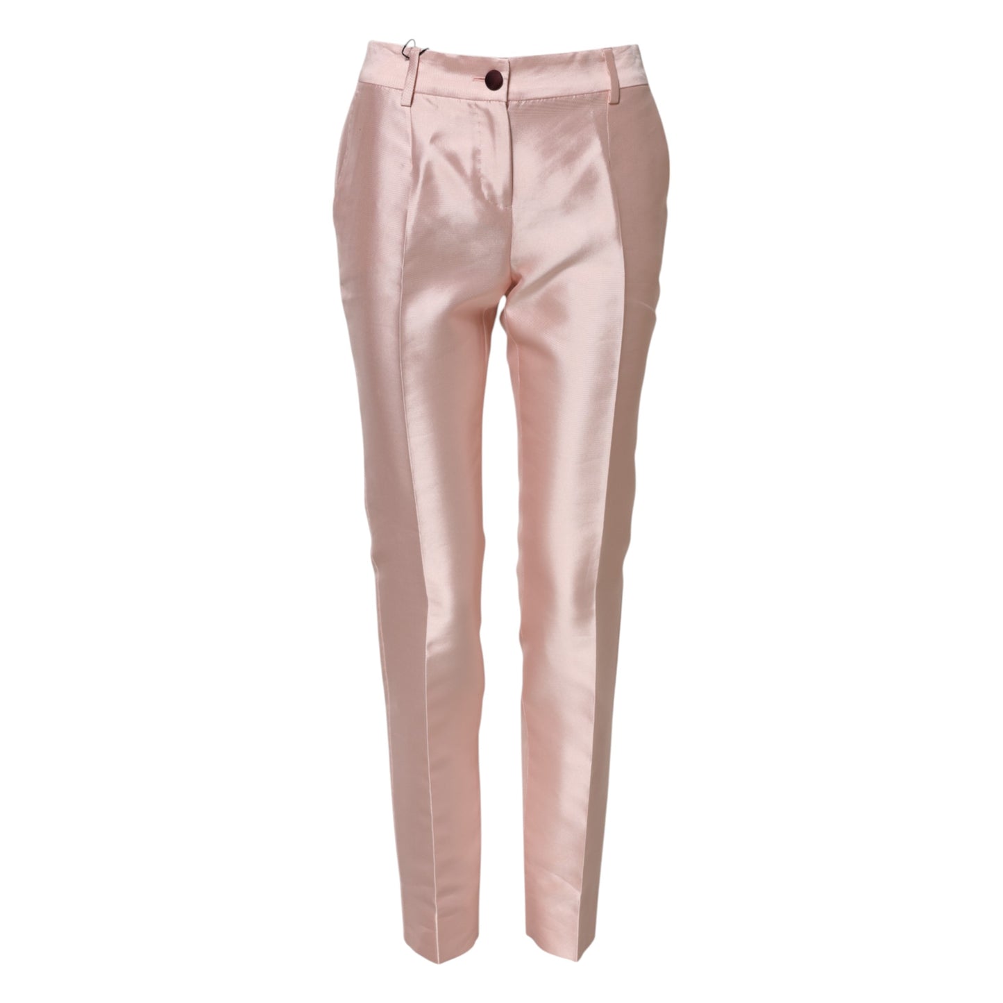 Pink Satin High Waist Tapered Pants