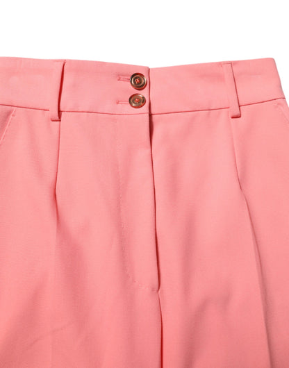 Pink High Waist Tapered Dress Pants