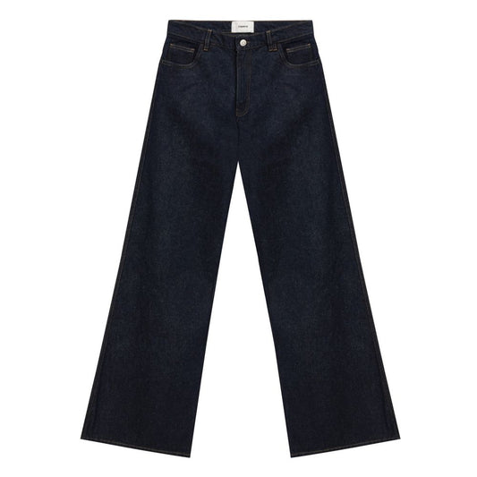 Blue Cotton High-Waisted Jean