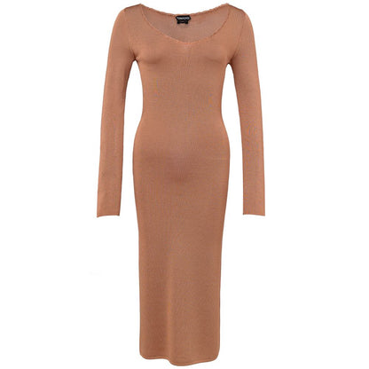 Orange Viscose Long Dress