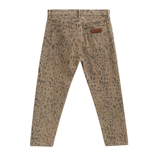 Beige Cotton Tapered Jeans