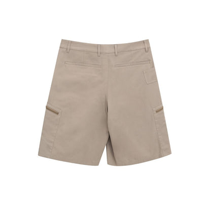 Beige Cotton Cargo Shorts