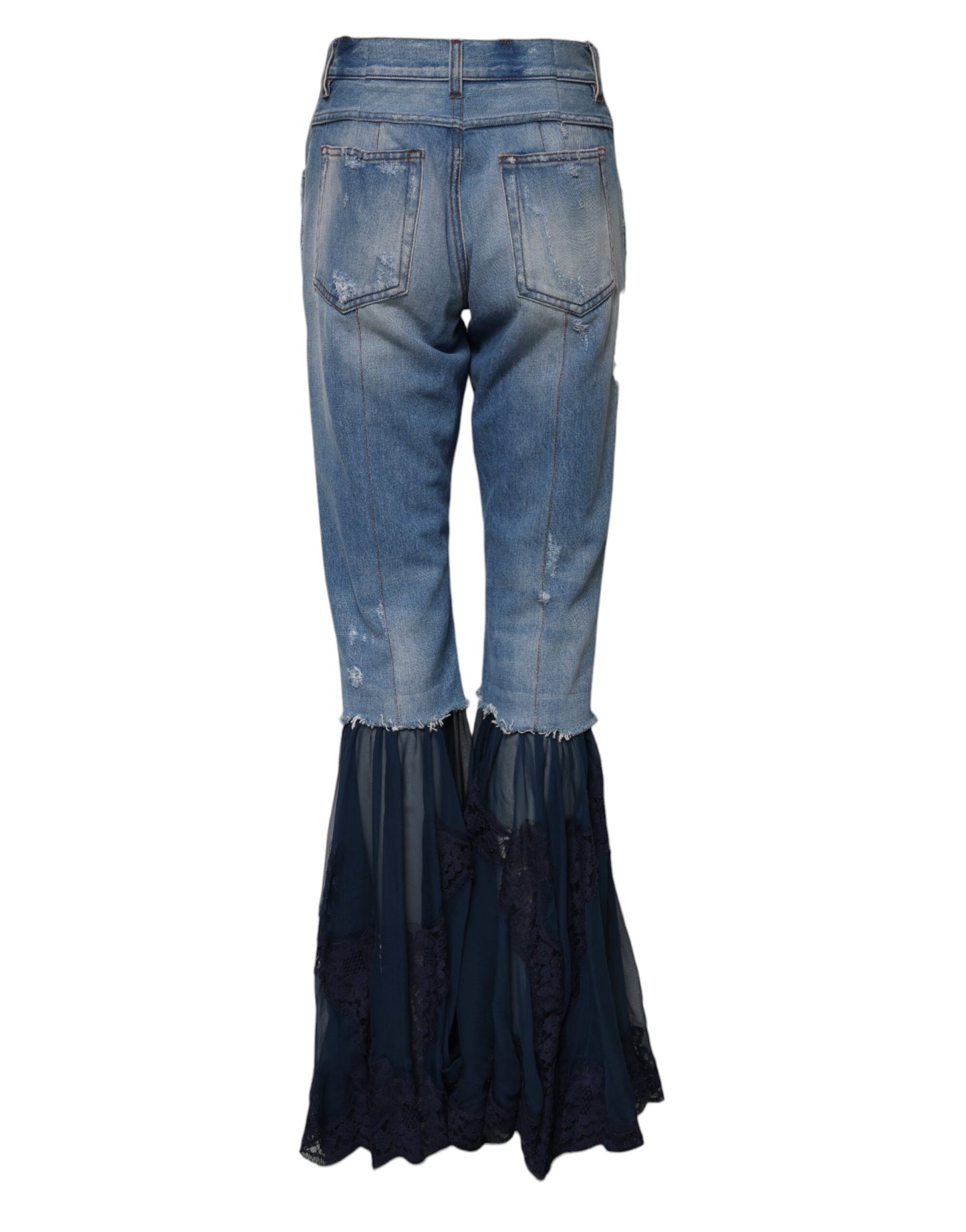 Blue Cotton High Waist Flared Denim Jeans