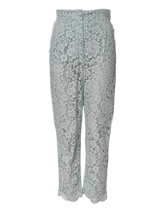 Mint Green Cotton Floral Lace Trousers Pants