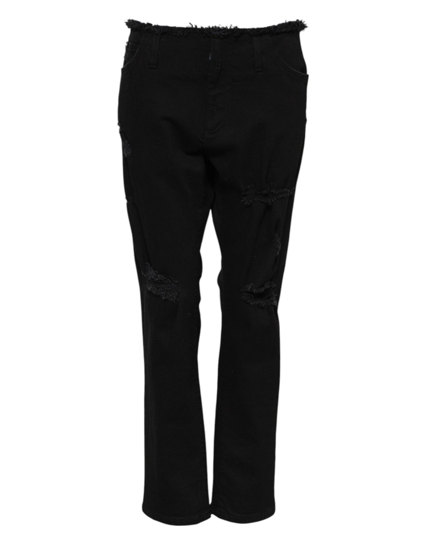 Black Cotton Mid Waist Flared Denim Jeans