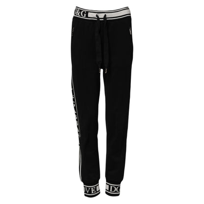 Black Cotton Jogger Logo Waist Pants