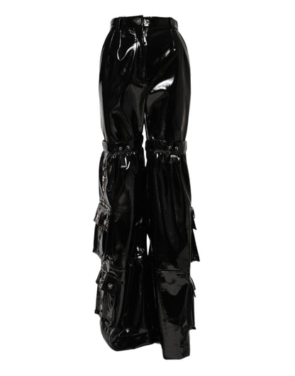 Black High Waist Cargo Bootcut Pants