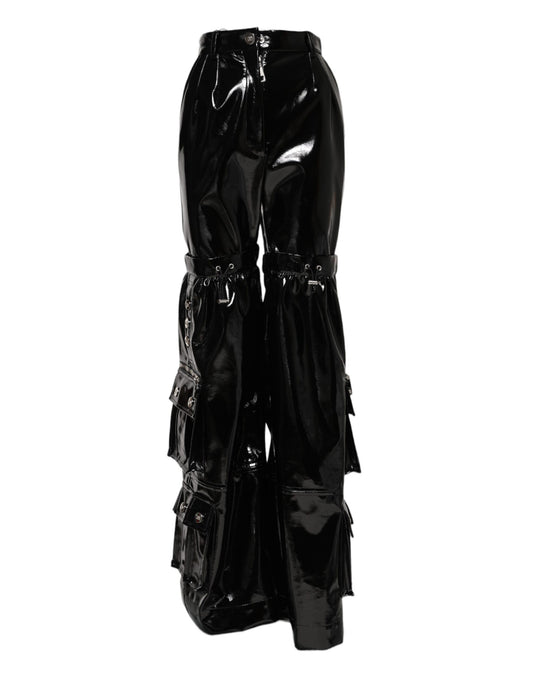 Black High Waist Cargo Bootcut Pants