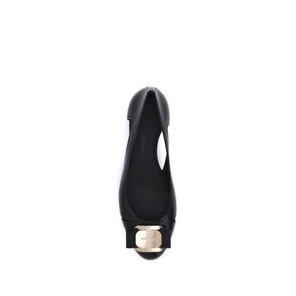 Black Rubber Ballet Flats