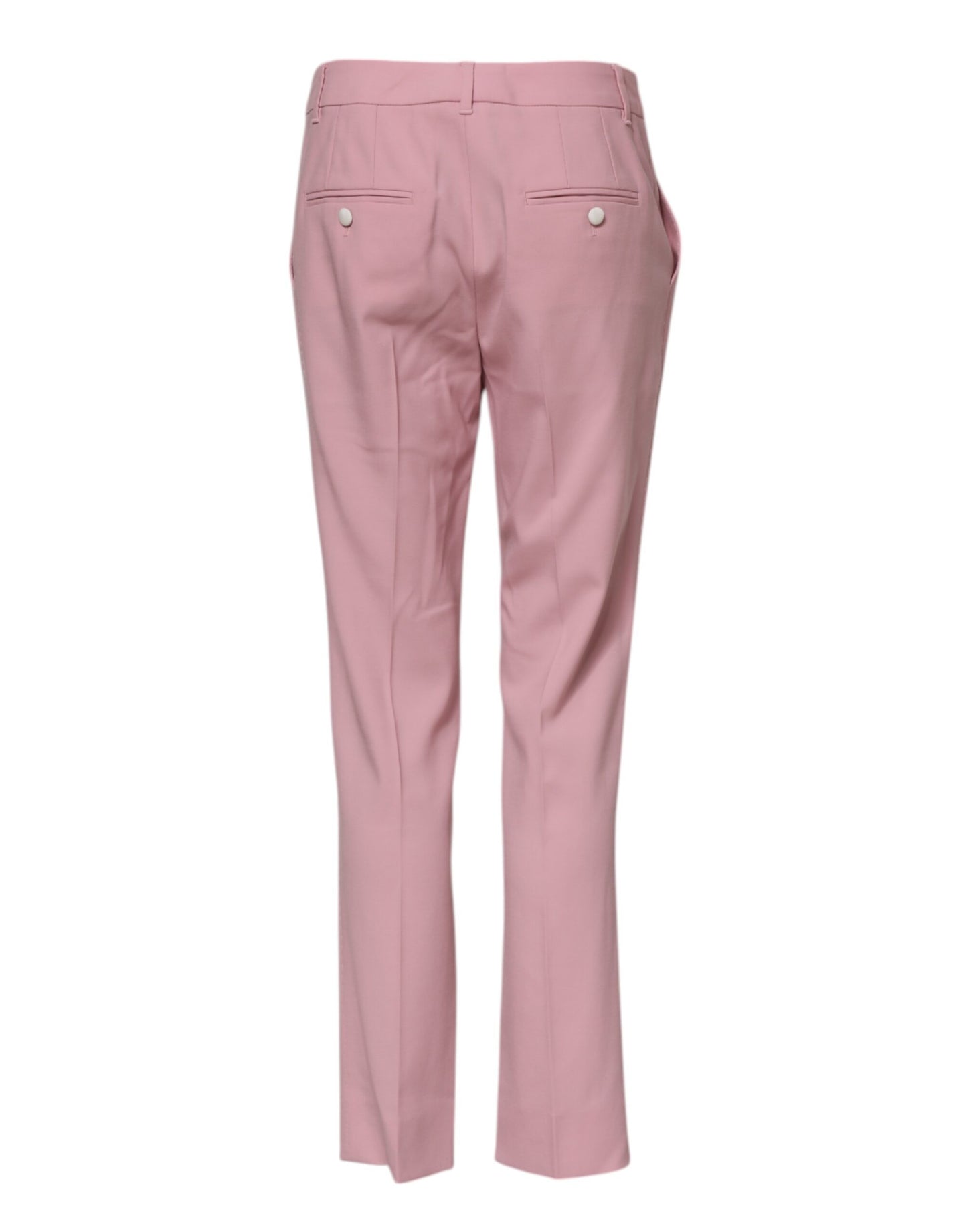 Pink Wool Mid Waist Tapered Pants