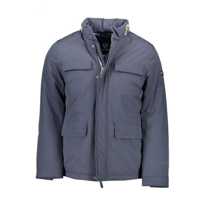 Blue Polyester Men's Jacket