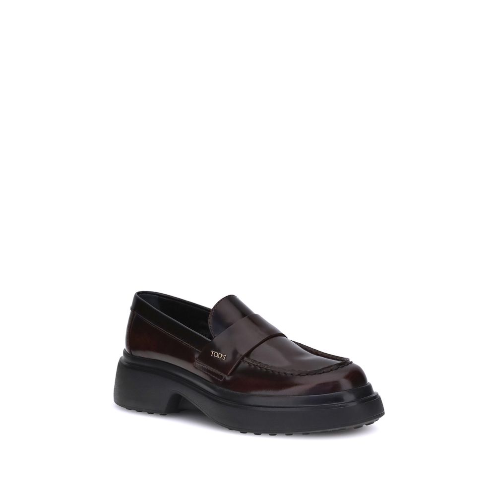 Brown Rubber Platform Loafers