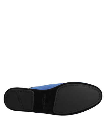 Blue Suede Capra Slides Flat Slipper Shoes