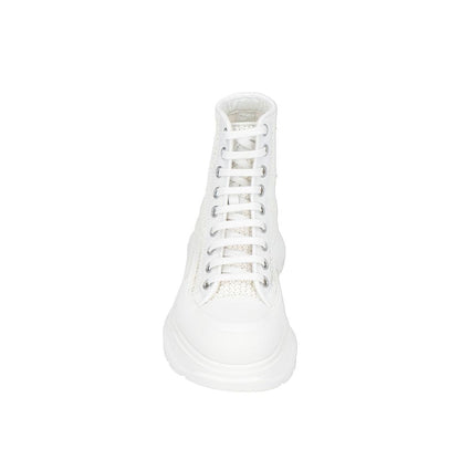 White Raffia High Top Sneakers