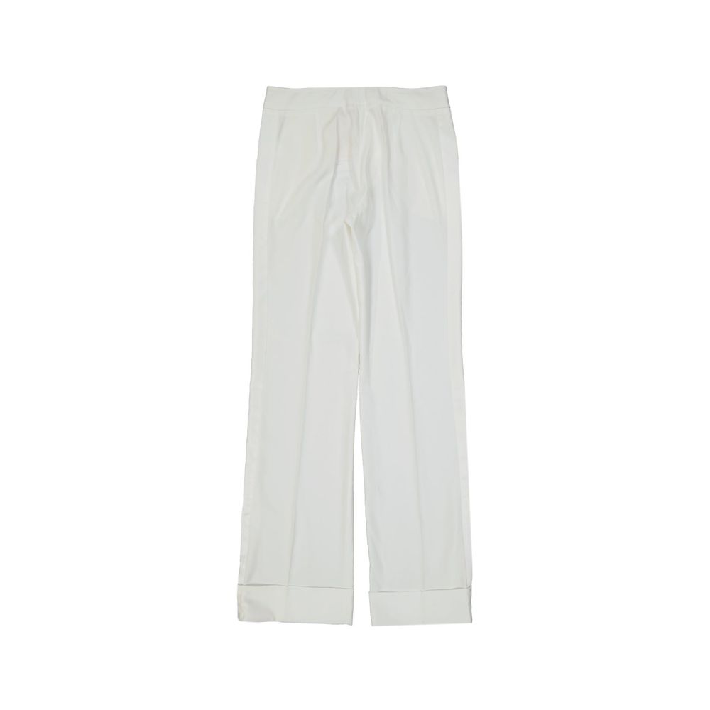 White Polyester Casual Pants