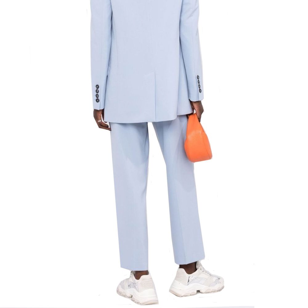 Blue Elastane Dress Pants