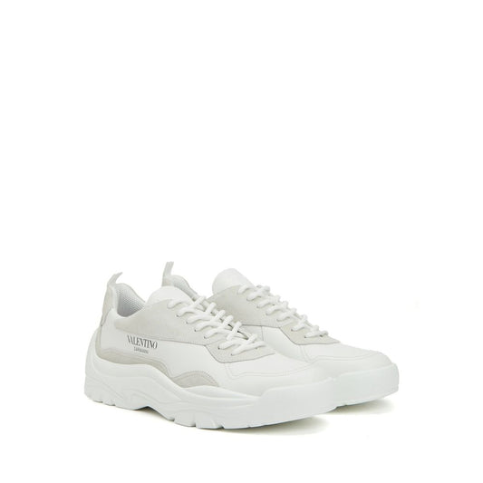 White Leather Low Top Sneakers