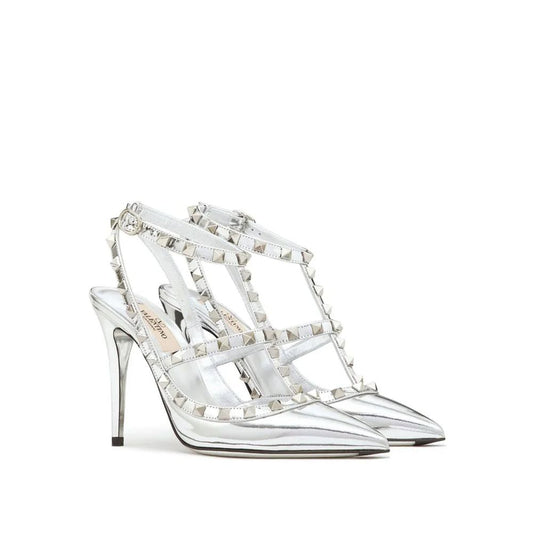 Silver Leather High Heel Pumps
