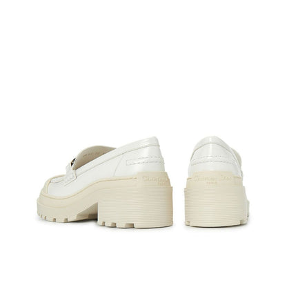 White Calfskin Platform Loafers