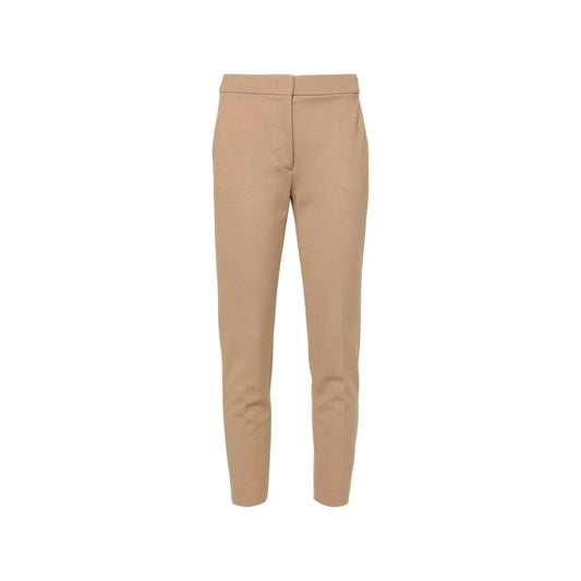 Brown Elastane Cropped Pants