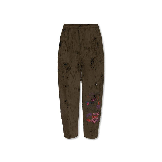 Green Cotton Casual Pants
