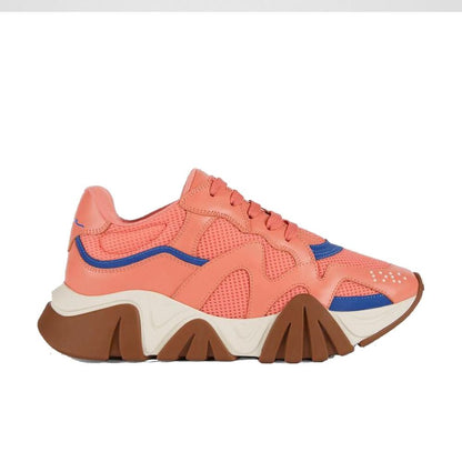 Orange Leather Chunky Sneakers