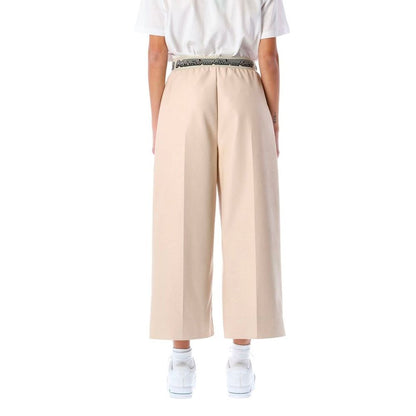 Beige Viscose Casual Pants