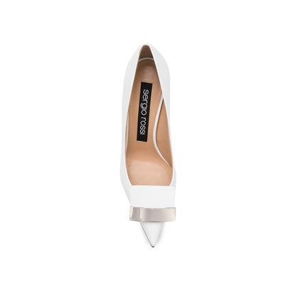 White Calfskin High Heel Pumps