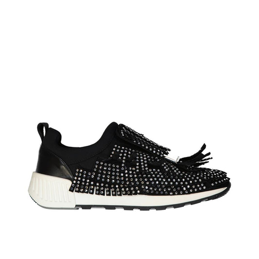 Black Fabric Chunky Sneakers