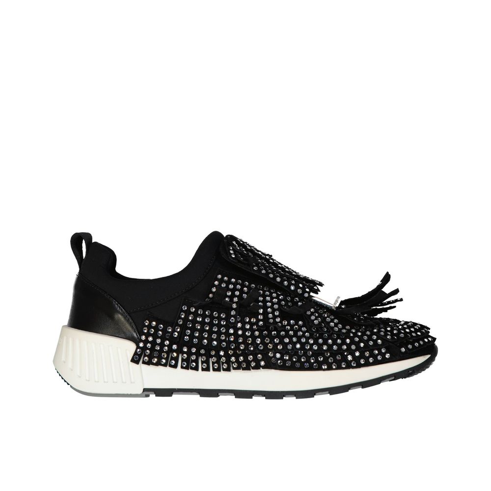 Black Fabric Chunky Sneakers