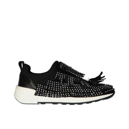 Black Fabric Chunky Sneakers