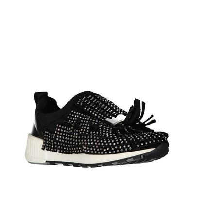 Black Fabric Chunky Sneakers