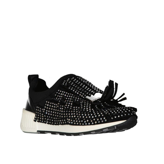 Black Fabric Chunky Sneakers