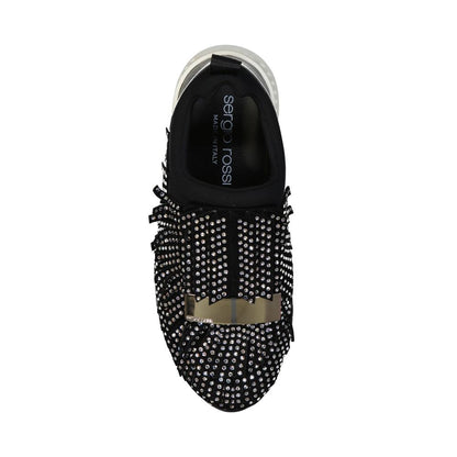 Black Fabric Chunky Sneakers