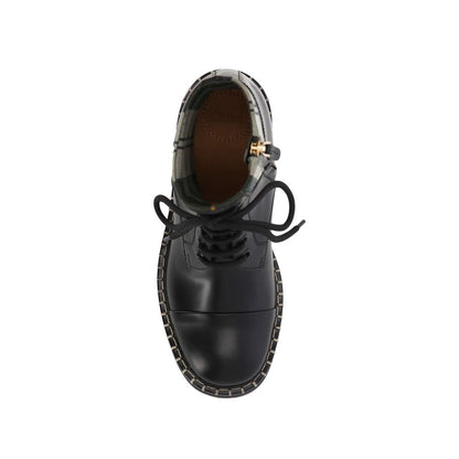Black Cotton Lace-Up Boots