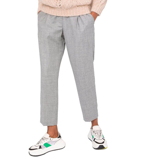 Gray Virgin Wool Cropped Pants