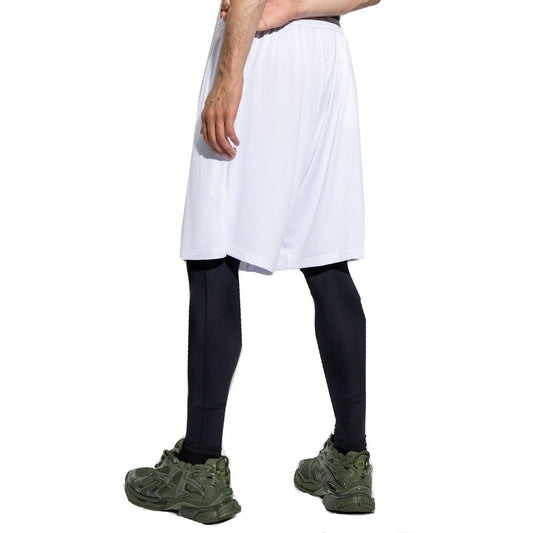 White Polyester Bermuda Shorts