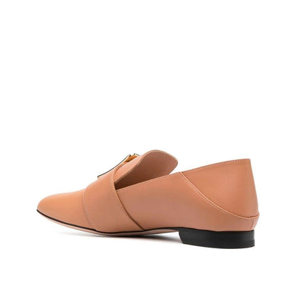 Beige Calfskin Slip-On Loafers
