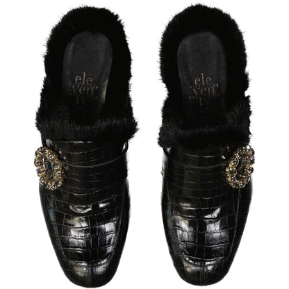 Black Calfskin Mules