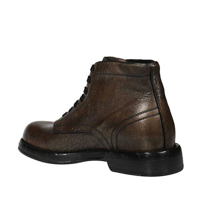 Brown Leather Lace-Up Boots