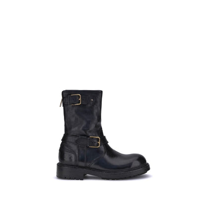 Black Calf Leather Bos Taurus Lace-Up Boots