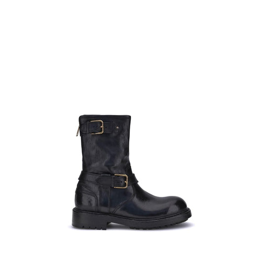 Black Calf Leather Bos Taurus Lace-Up Boots