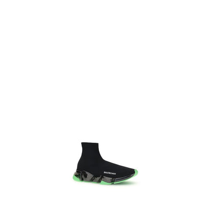 Black Polyester Athletic Sneakers