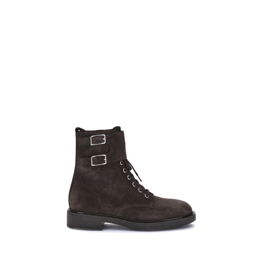 Black Calf Leather Bos Taurus Lace-Up Boots