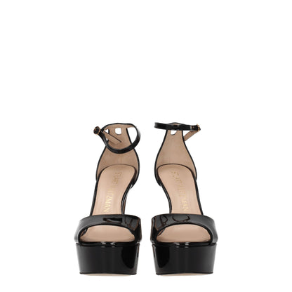 Black Leather Platform Sandals