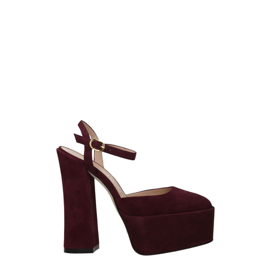 Red Leather Platform Sandals