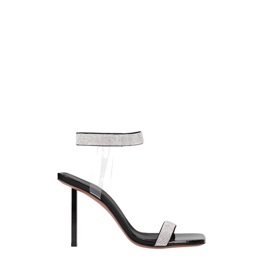 Black Crystals Stiletto Heel Sandals