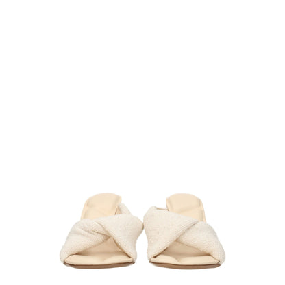Beige Fabric Stiletto Heel Sandals