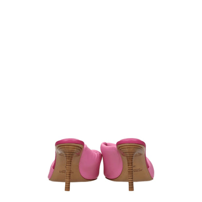 Pink Leather Stiletto Heel Sandals