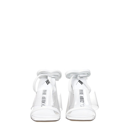White Leather Stiletto Heel Sandals
